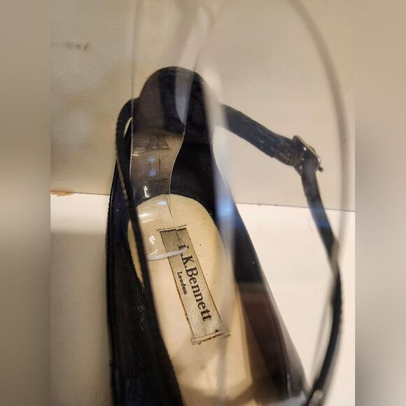 L.K. Bennett "Nessie" Criss Cross Black Leather Ballet Flats Sz.7.5/37.5 Ret$285 - Picture 4 of 8